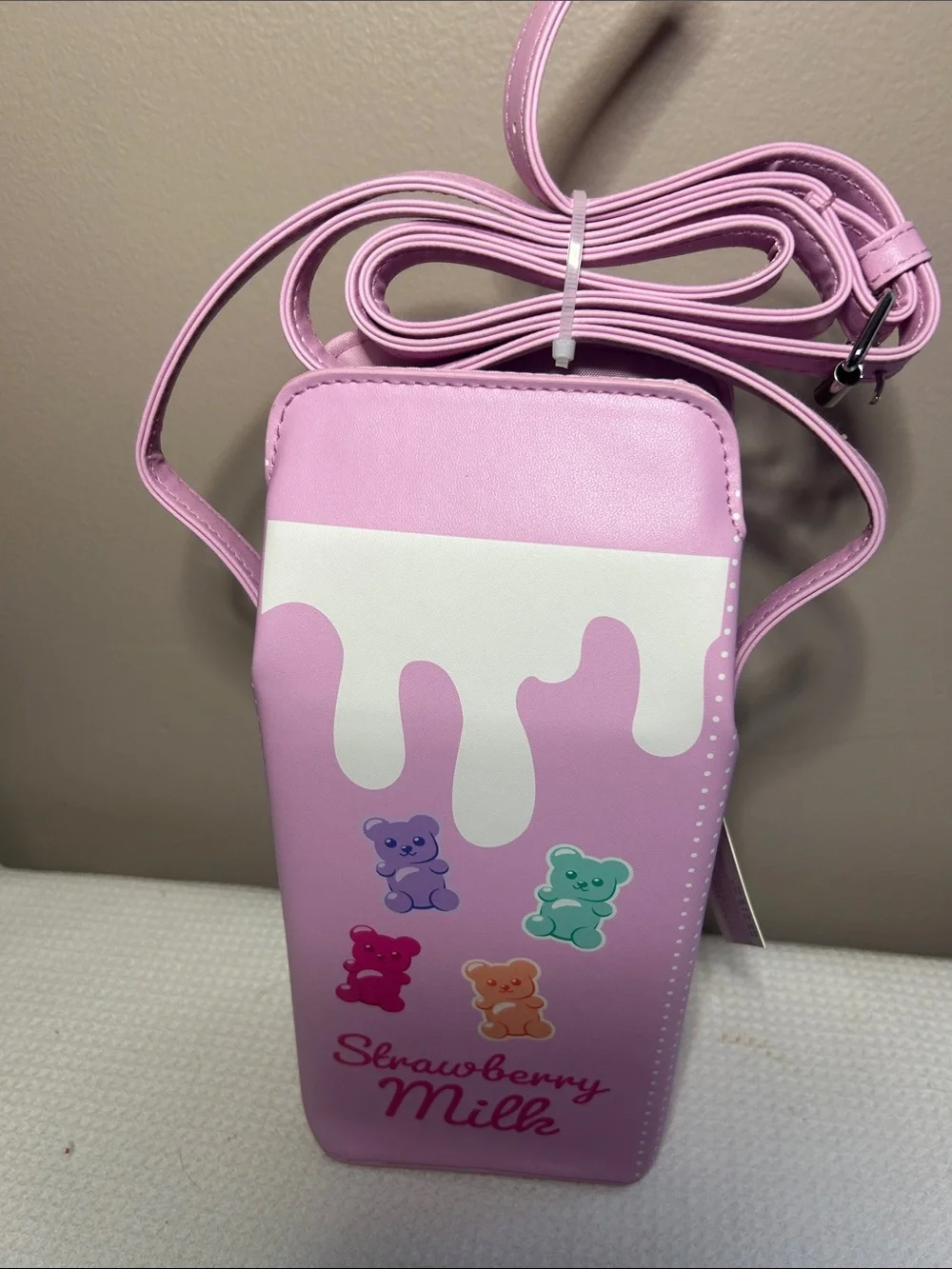 Pink Strawberry Milk Phone Crossbody Bag